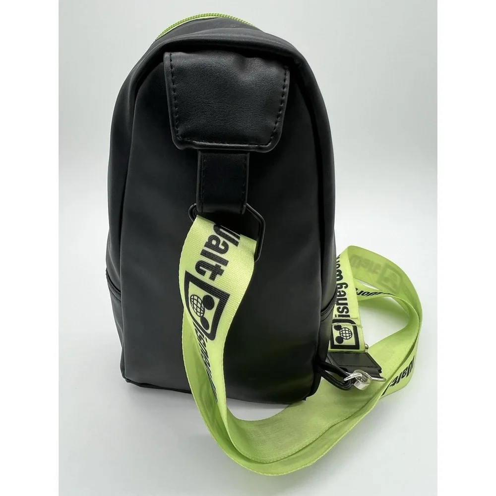 Disney Parks Walt‎ Disney World Sling Bag Backpack Black Neon Green Strap
